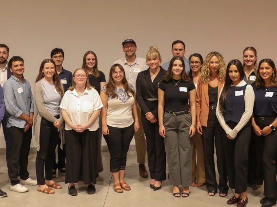 MPA and MPP student group photo at their capstone presentations.