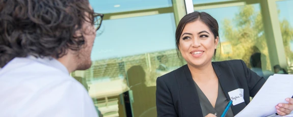 Our graduates get the skills they need to be successful changemakers Student at job interview