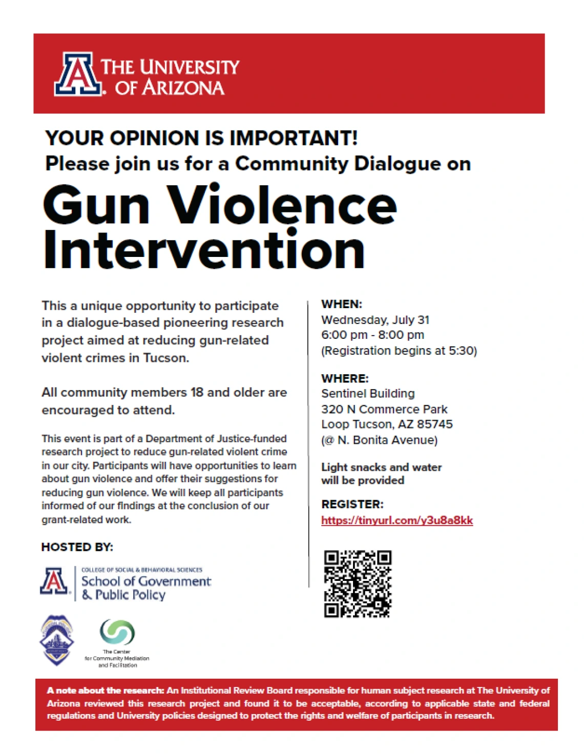 Gun Violence Intervention Meeting Flyer