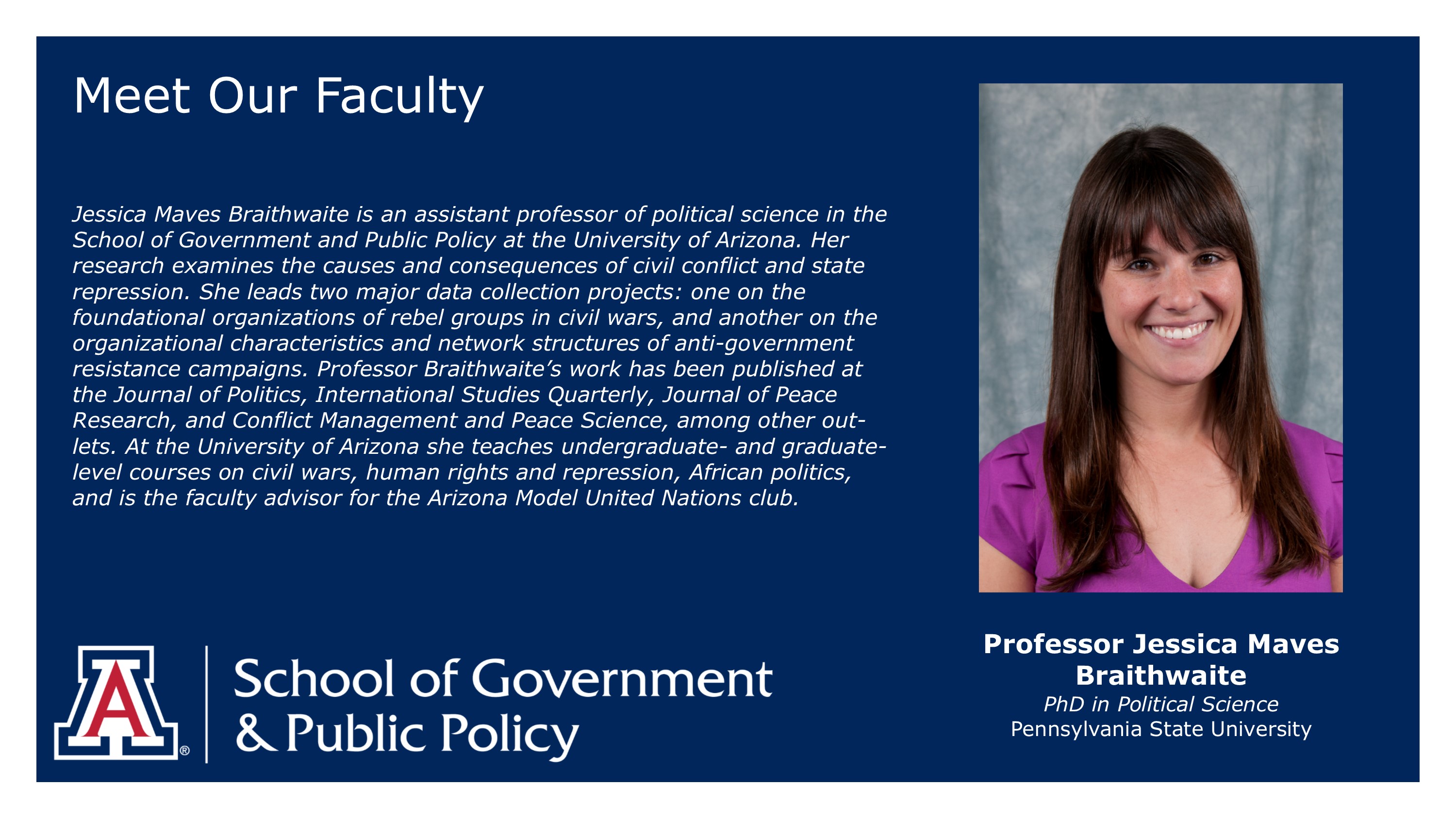 Meet Our Faculty Professor Jessica Maves Braithwaite School Of Government And Public Policy 
