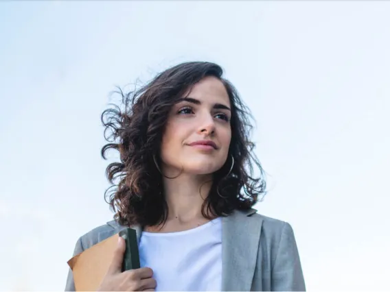 Woman holding notebook