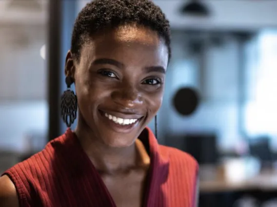 woman smiling to camera