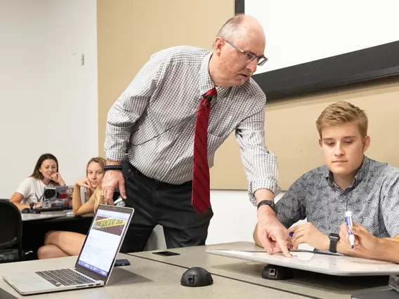 Students and professor